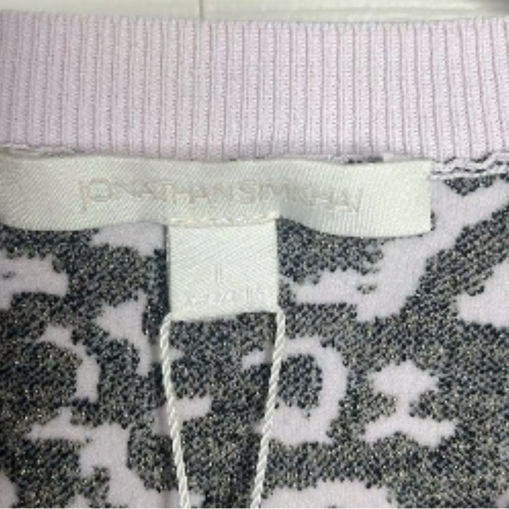 Jonathan Simkhai Animal Print Jacquard Cropped Sweater Lace L NWT